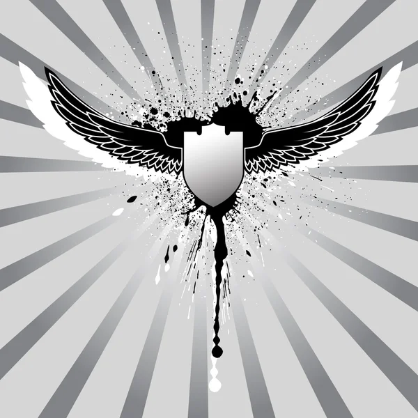 Grunge asas e escudo ilustração — Fotografia de Stock