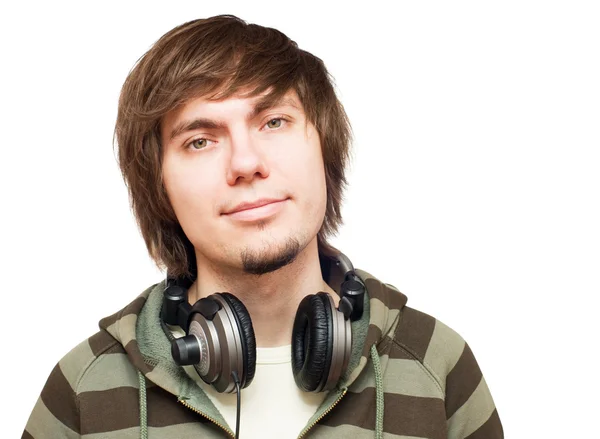 Young men with headphones — Stock Photo, Image