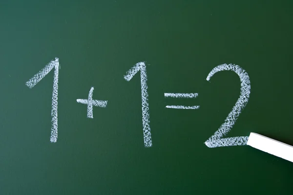 1+1=2 on a blackboard — Stock Photo, Image