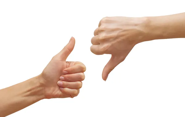 Thumbs up and down — Stock Photo, Image