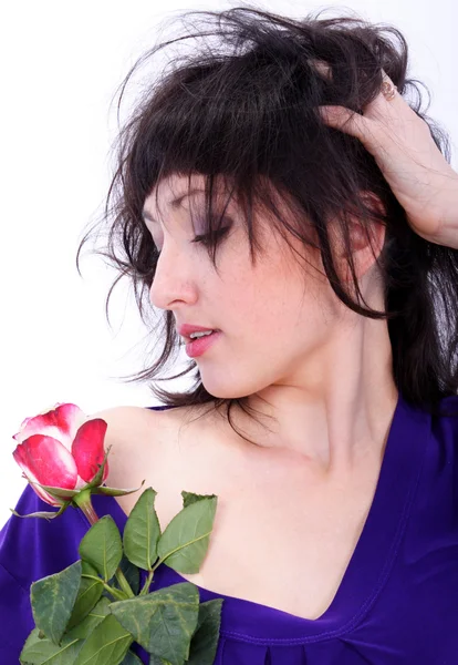 Frau mit einer Blume — Stockfoto