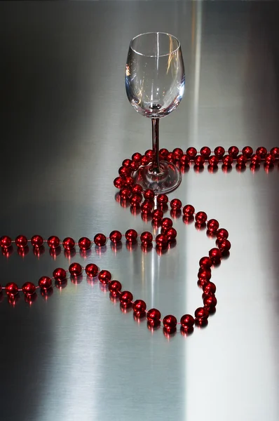 酒-玻璃和珠 — 图库照片