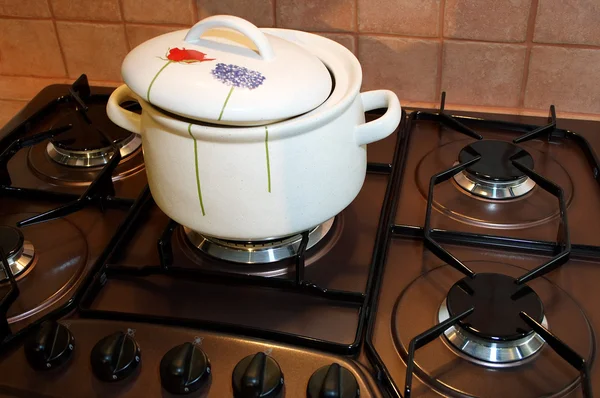 White saucepan — Stock Photo, Image