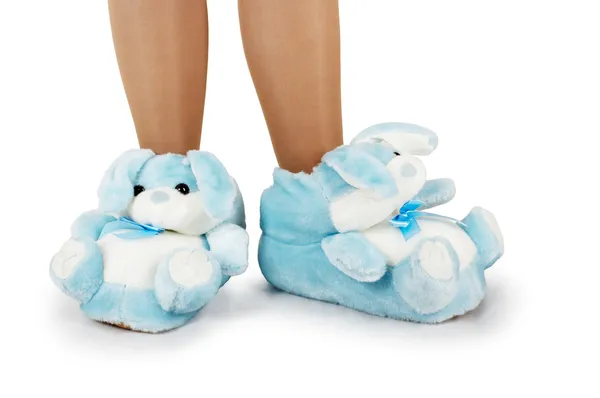 Blue house slippers — Stock Photo, Image