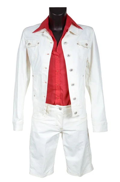 Bílé džíny oblek — Stock fotografie