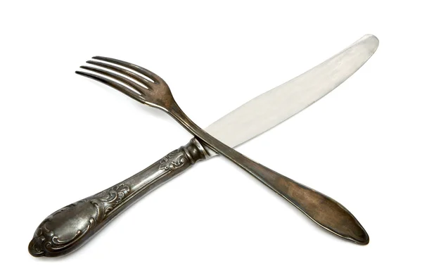 Oude mes en vork — Stockfoto