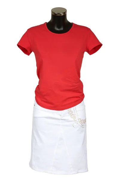 Röd väst och kjol — Stockfoto