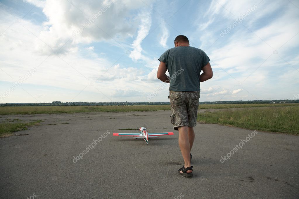 Man and model of the plane