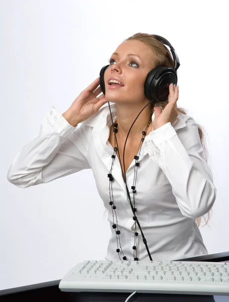 stock image Girl listening to music