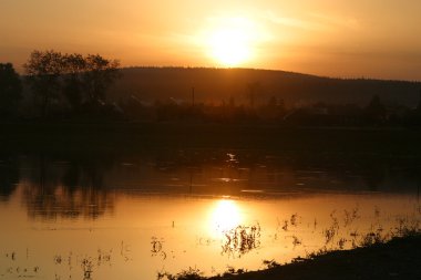 Lake sunset clipart