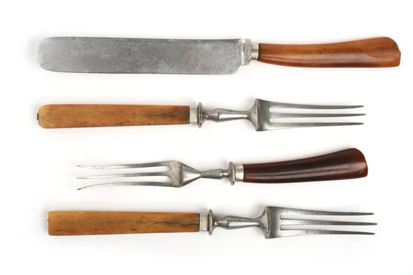 stock image Antique cutlery, fork and knife