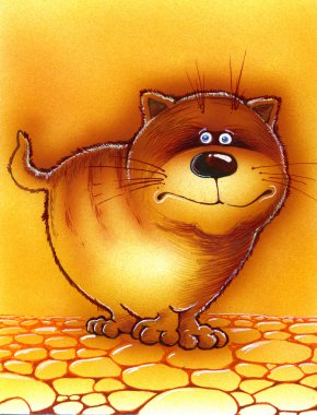 Thick striped good red cat clipart