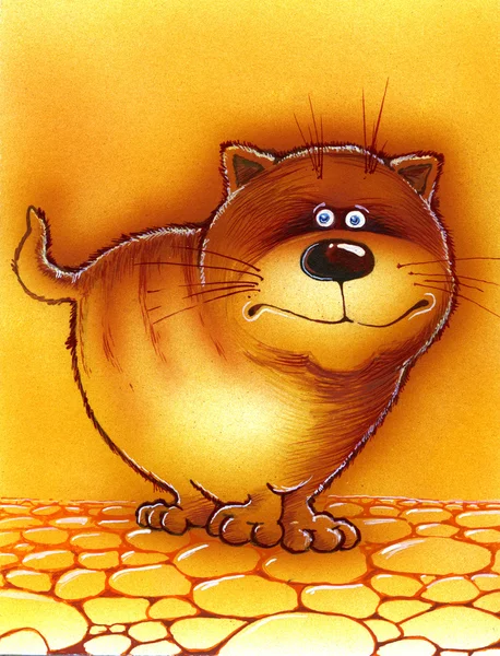 Товстий смугастий хороший червоний кіт — стокове фото