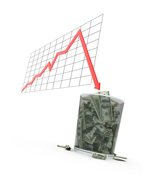 Graf pádu ekonomiky — Stock fotografie