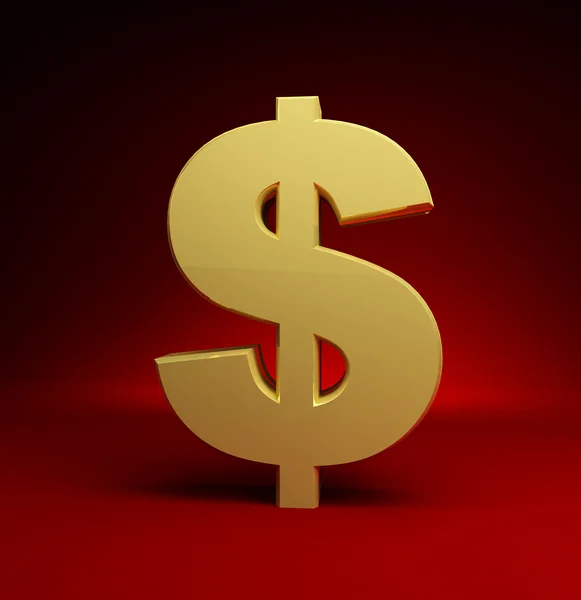 Символ долара на червоному тлі — стокове фото