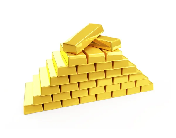 Bullion de ouro isolado em um branco — Fotografia de Stock
