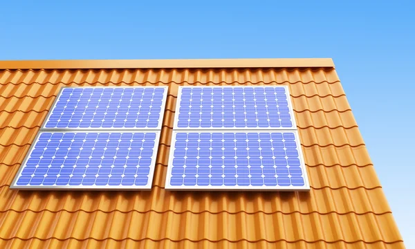 Tető solar panelek — Stock Fotó