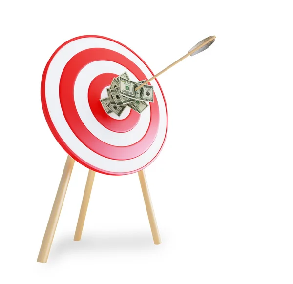 An arrow got in a target with dollars — Stock Photo, Image
