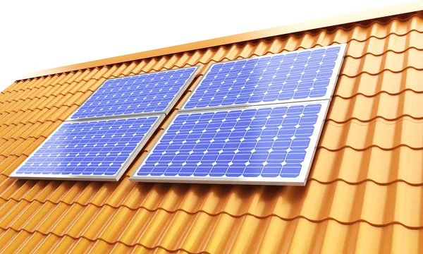 Крыши солнечных батарей — стоковое фото