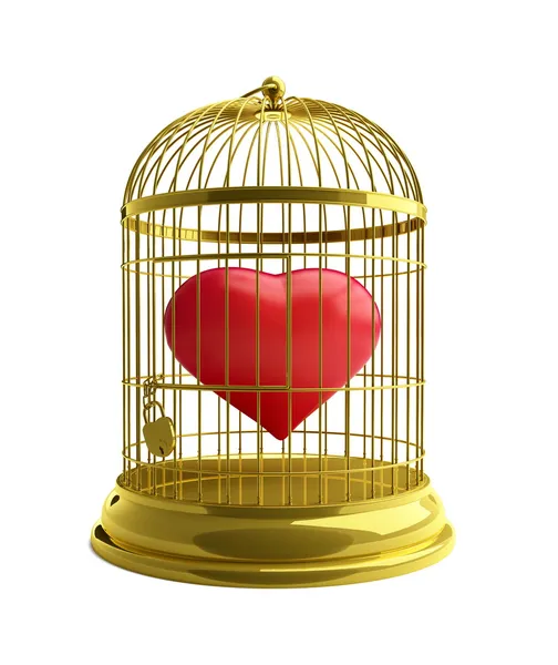 Coração em uma jaula de ouro — Fotografia de Stock