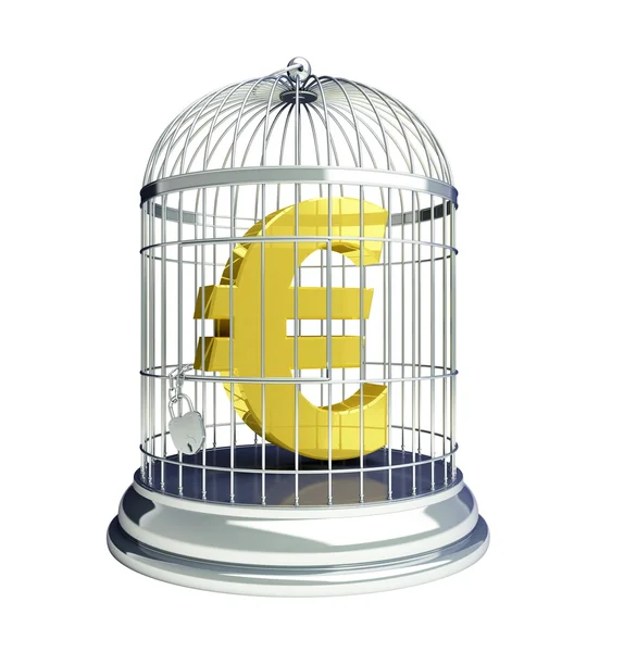 Euro in a cage for birds — Stock Photo, Image
