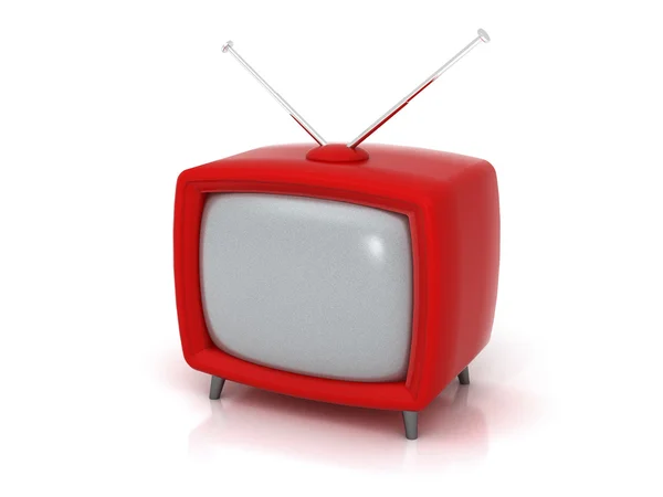 Velha TV vermelha em 3D — Fotografia de Stock