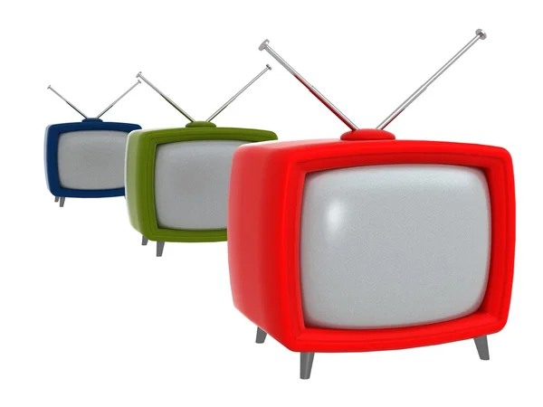 TVs antigas em 3D — Fotografia de Stock