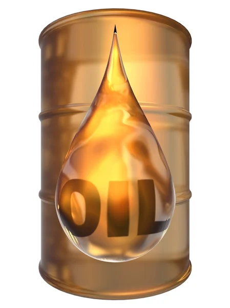 Oil drop and barrel — Stock Photo, Image