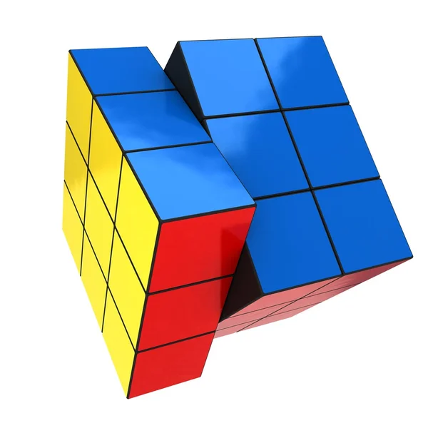 Cubo de quebra-cabeça isolado em branco — Fotografia de Stock
