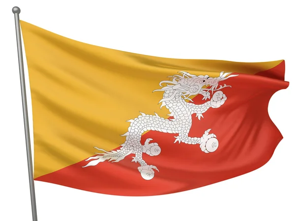Národní vlajka Bhútánu — Stock fotografie