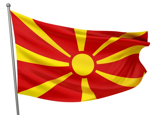 Národní vlajka Makedonie — Stock fotografie