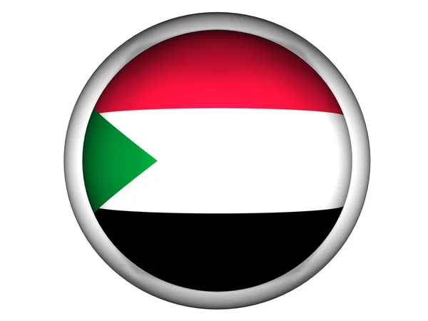 National Flag of Sudan | Button Style | — Stock Photo, Image