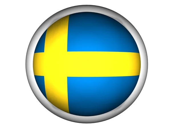 National Flag of Sweden | Button Style | — Stock fotografie
