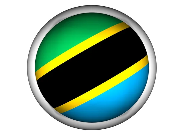 National Flag of Tanzania | Button Style — Stock Photo, Image