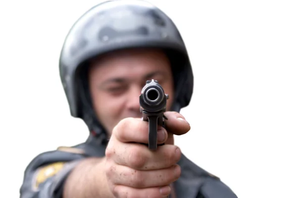 stock image Police officer with weapon
