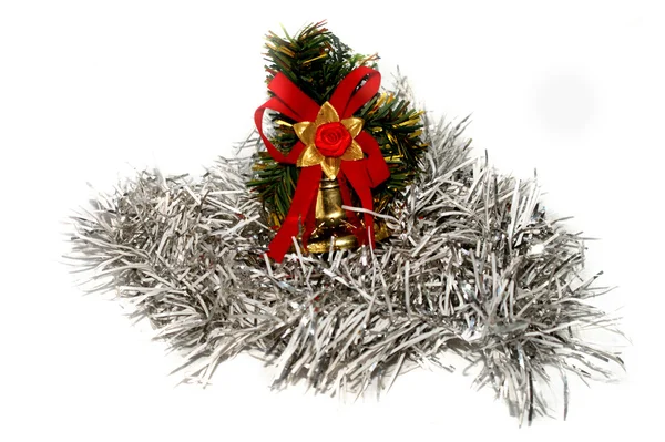 Christmas decoration in white tinsel — Stock Photo, Image
