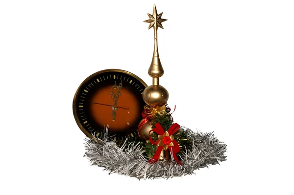 Horas e decorações de Ano Novo — Fotografia de Stock