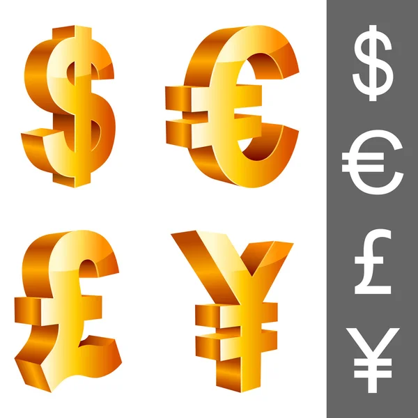 Simboli di valuta vettoriale . — Vettoriale Stock