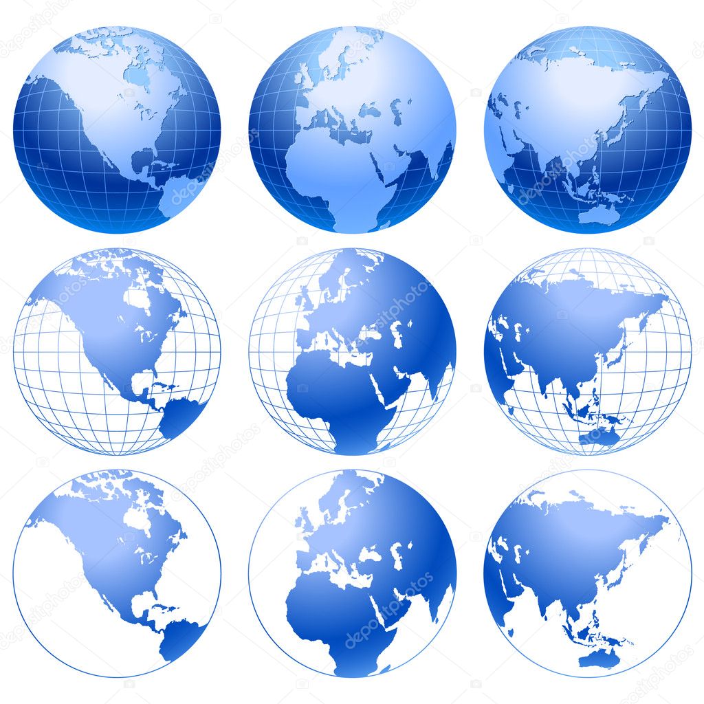 Vector globe icons.