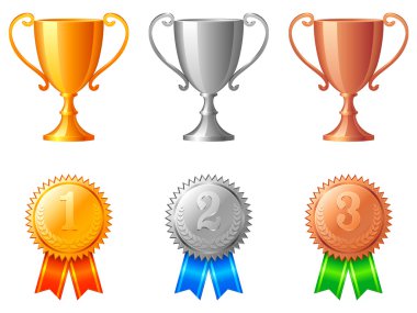 Trophy cups and medals. clipart