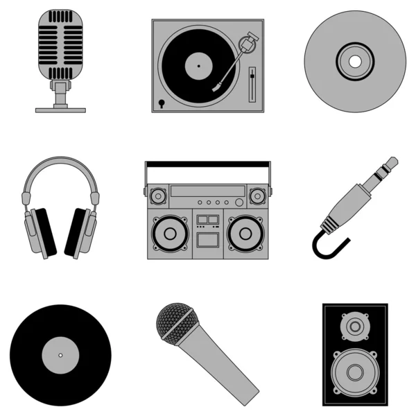 Iconos de música. — Vector de stock