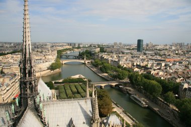 Cityscape of Paris and Seine clipart