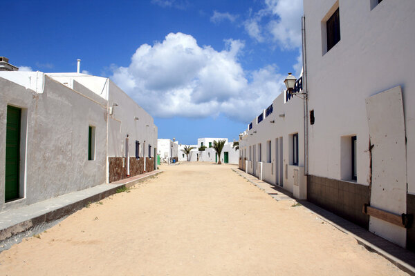 Village in desert of Graciosa island, Canary islands, Spain