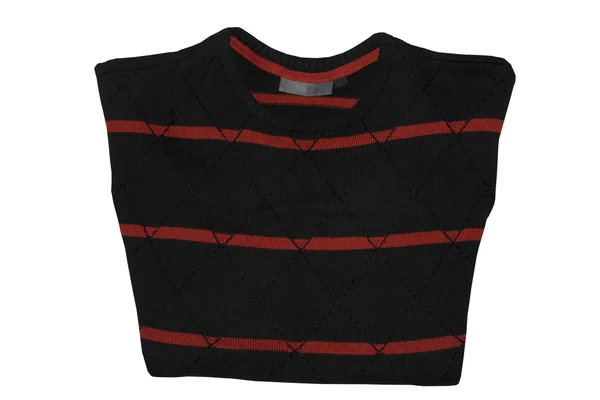 Paski czarno -czerwony sweter — Zdjęcie stockowe