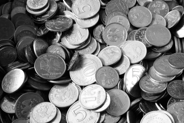 stock image A pile of russian coins desaturated