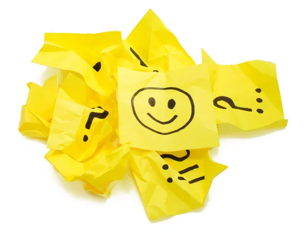 Several crushed yellow stickers, one wit — Stock Photo, Image