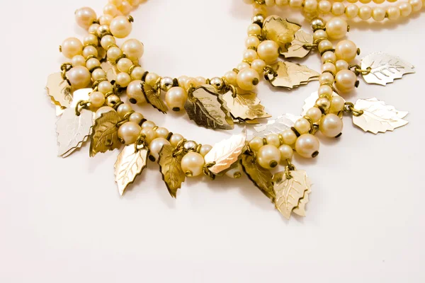 Necklace with golden leaves — Stock Photo, Image