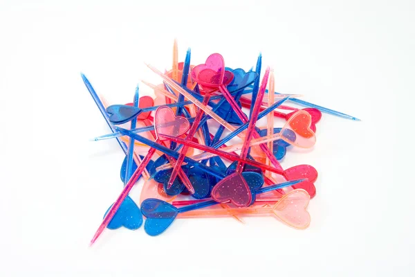 Multicolor valentines toothpicks — Stock Photo, Image
