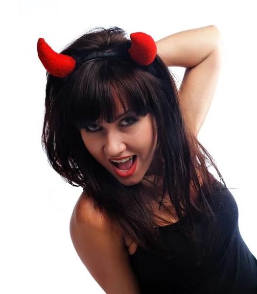 Chica bonita disfrazada de diablo —  Fotos de Stock