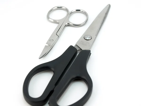 Malé a velké nůžky — Stock fotografie